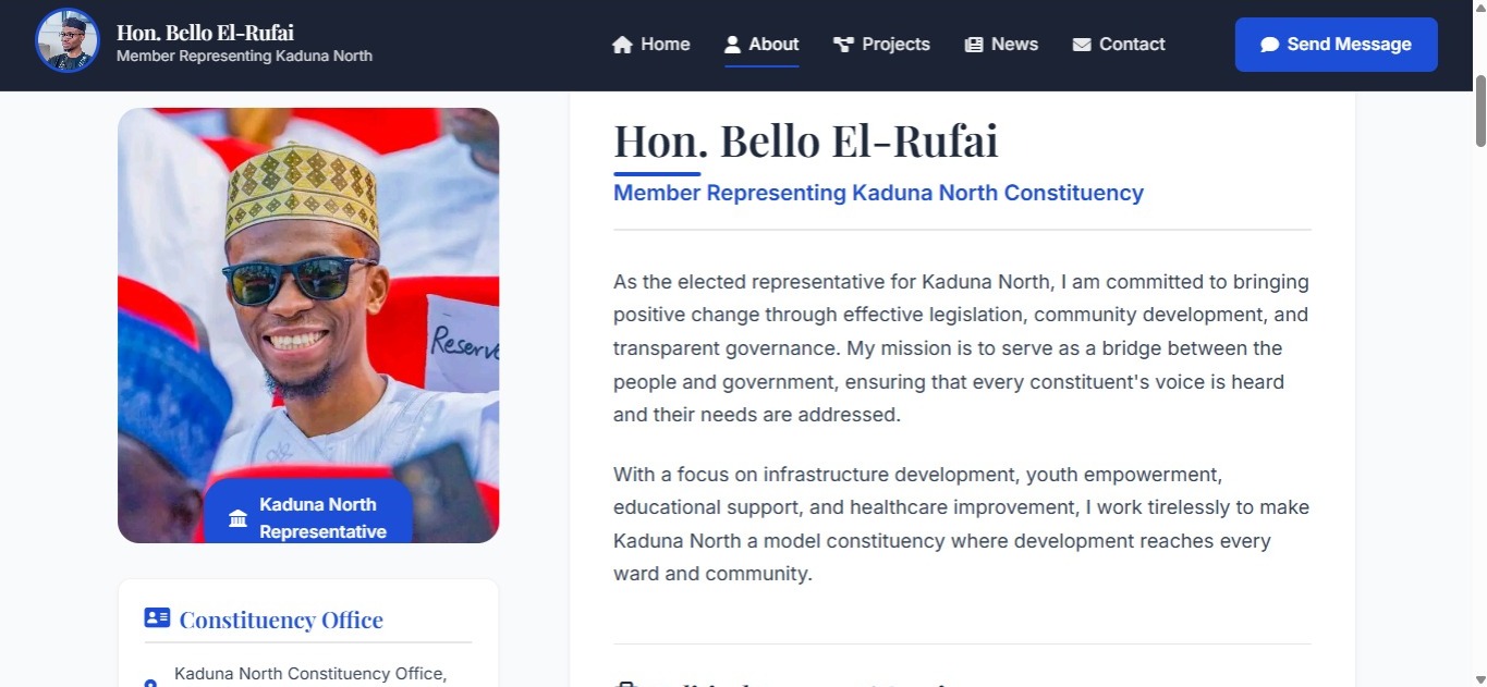 Mockup for Hon. Bello El-Rufai Constituency Management System