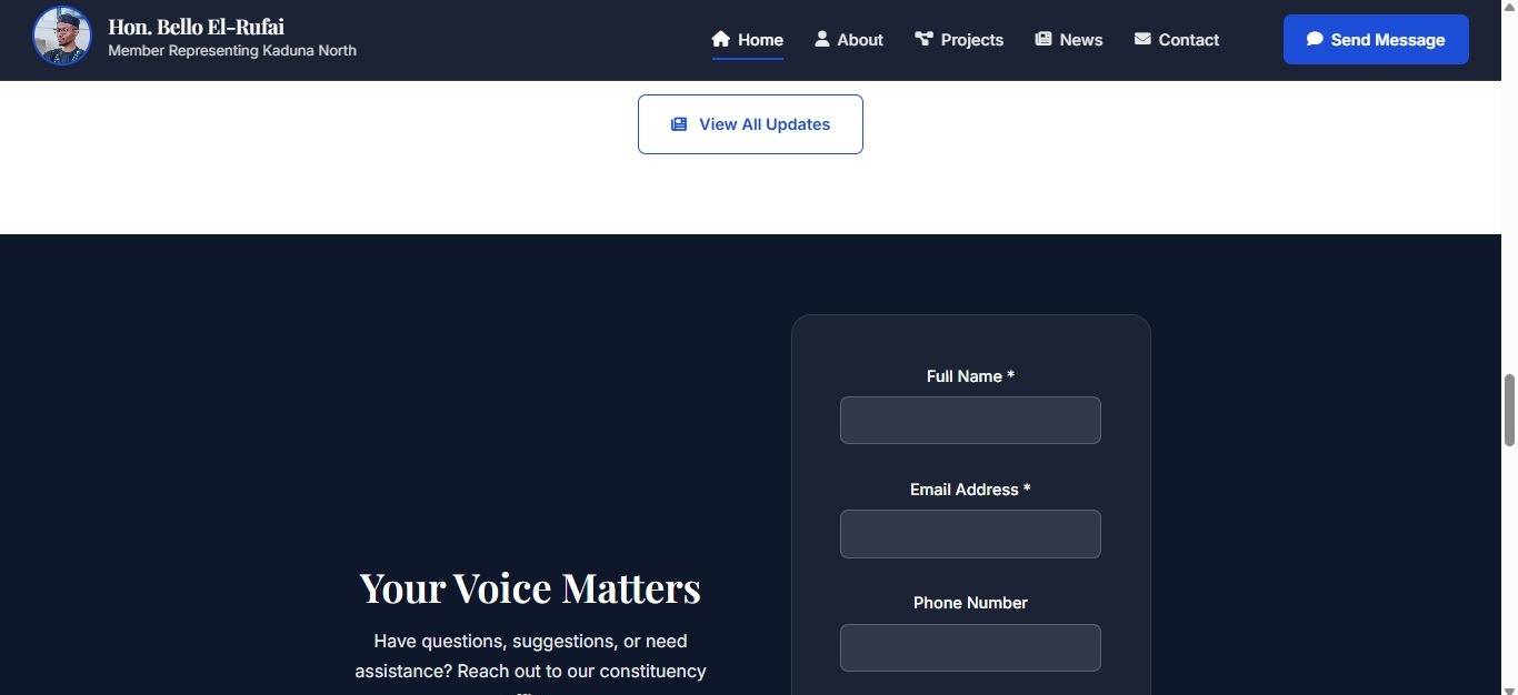 Mockup for Hon. Bello El-Rufai Constituency Management System