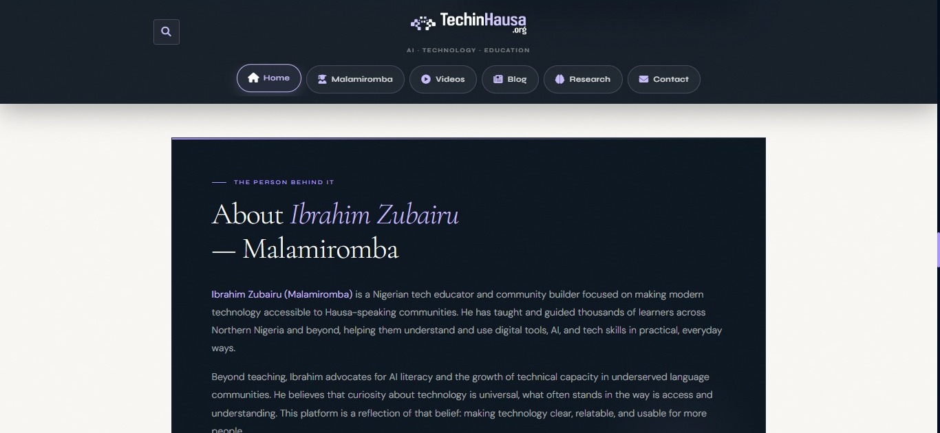 Mockup for TechInHausa (EdTech) Platform