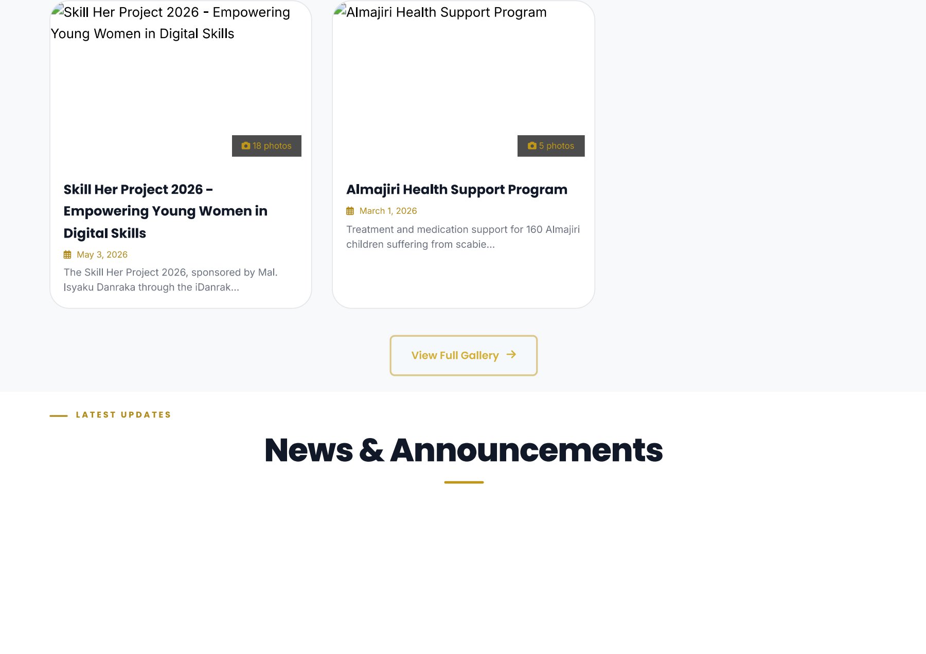Mockup for iDanraka Care Foundation CMS