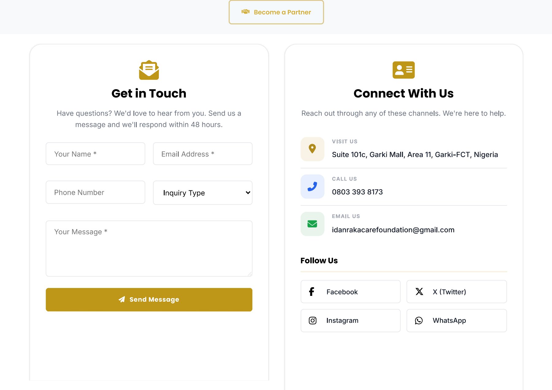 Mockup for iDanraka Care Foundation CMS