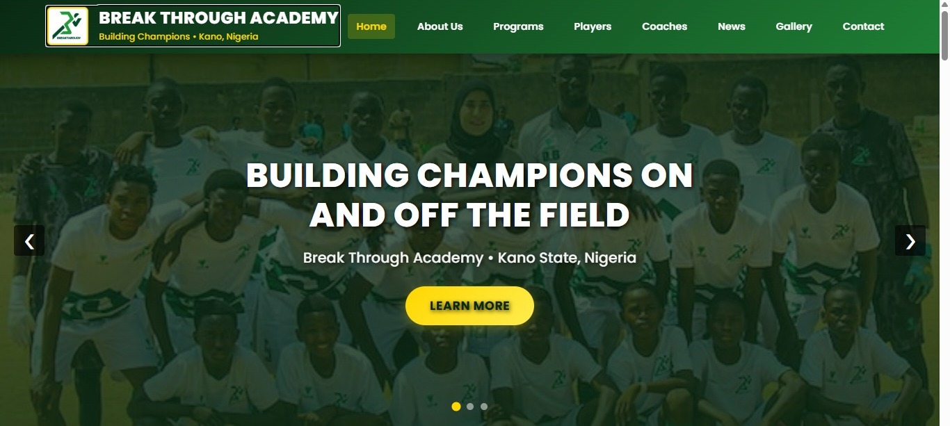 Breakthrough Football Academy CMS Platform